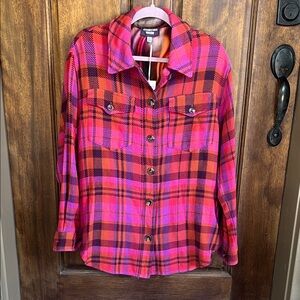 Johnny Was Vibrant Flannel Plaid Button-Up Shirt